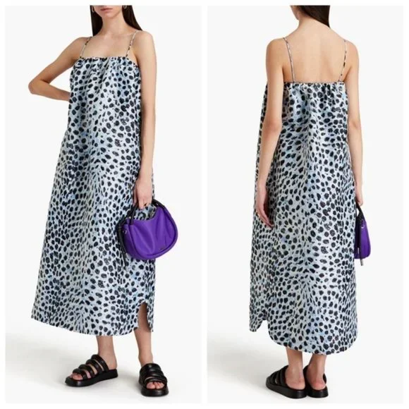 NWT GANNI leopard jacquard dress Size 42 - Picture 3 of 12